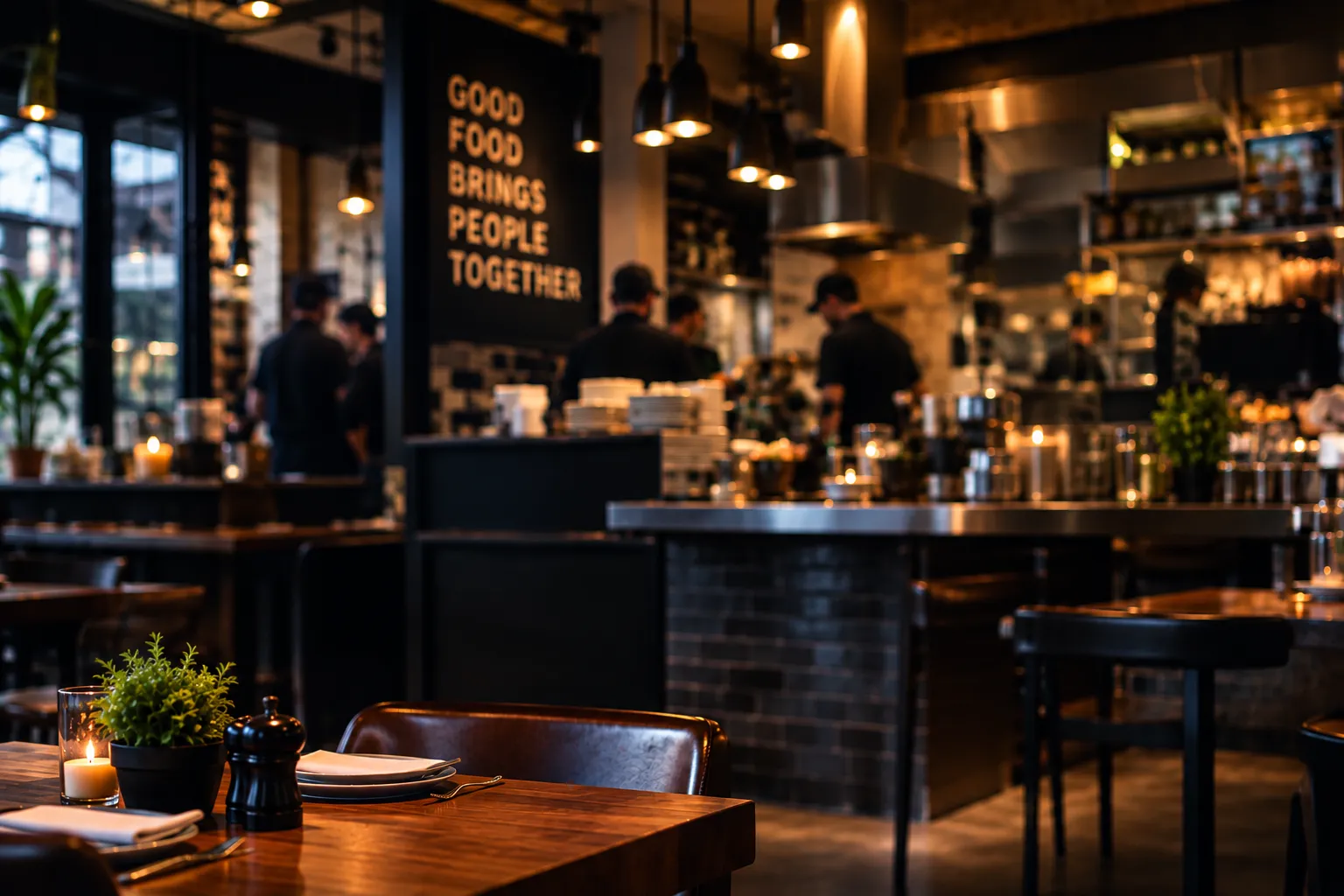 A warmly lit restaurant ready to welcome its next guests